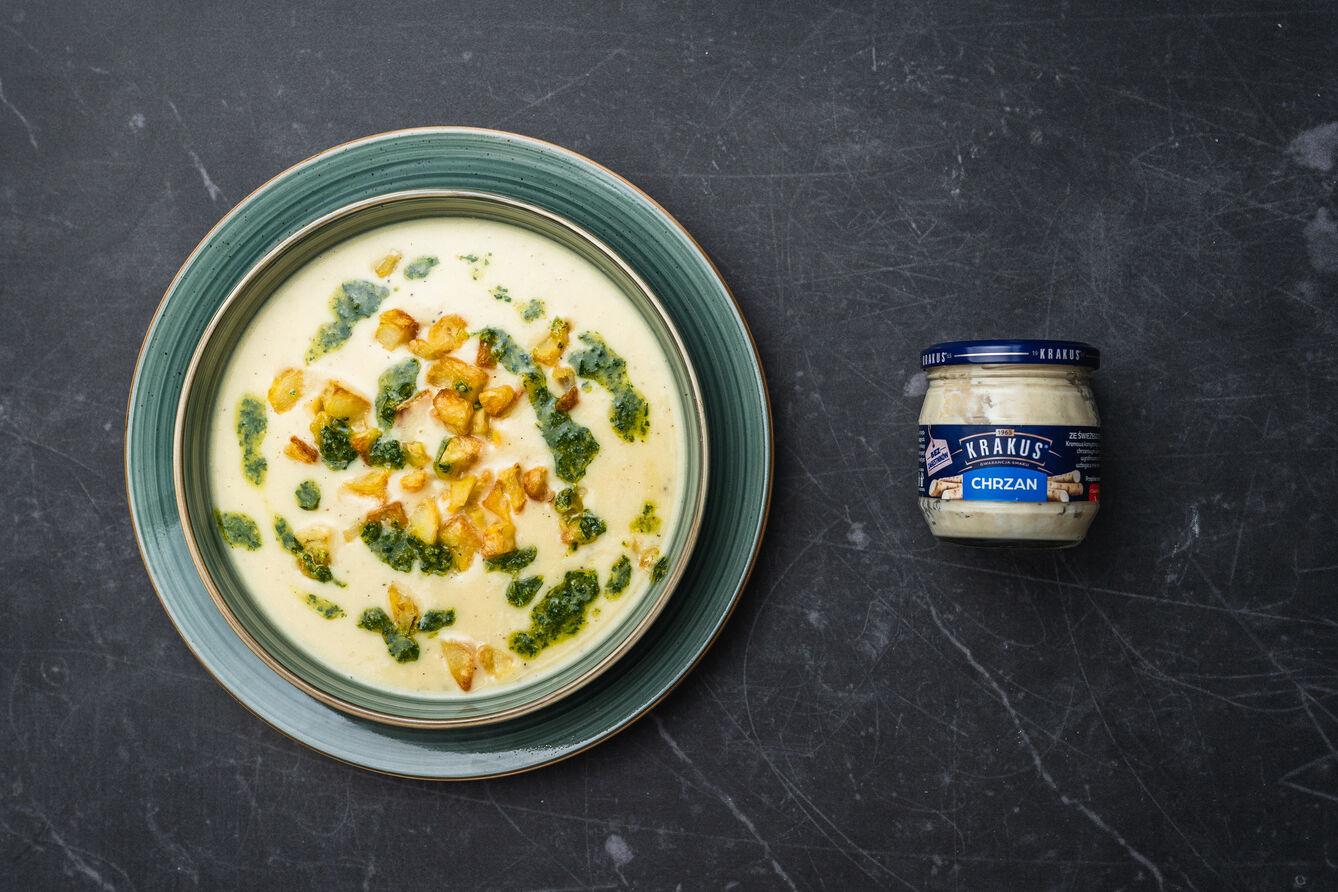 Zupa chrzanowo-ziemniaczana z pesto