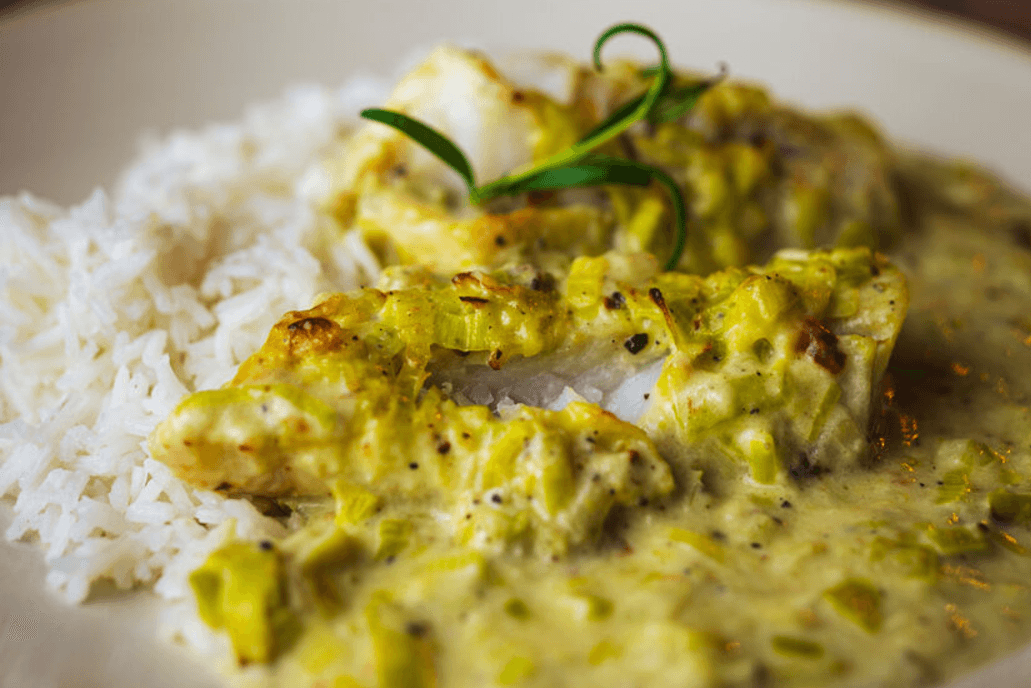 Dorsz pieczony z porem